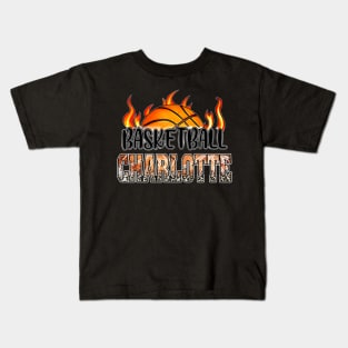 Classic Basketball Design Charlotte Personalized Proud Name Kids T-Shirt